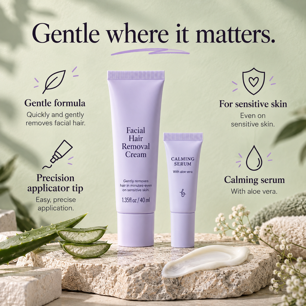 Facial Hair Removal Cream + FREE Soothing Serum